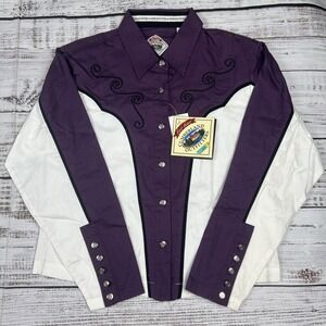 NWT VTG CUMBERLAND OUTFITTERS Western Button Shirt Women's M Purple Chain Stitch